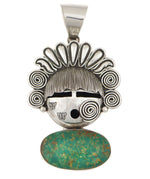 Alex Sanchez (b. 1969) - Navajo - Contemporary Sonoran Gold Turquoise and Sterling Silver Hopi Maiden Pendant, 5" x 2.75"