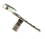 Alex Sanchez (b. 1969) - Navajo - Contemporary Kingman Turquoise and Sterling Silver Overlay Ring with Dragonfly, Bear, and Sunface Kachina Design, size 7.75