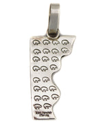 Alex Sanchez (b. 1969) - Navajo - Contemporary Kingman Turquoise and Sterling Silver Overlay Pendant with Bear, Dragonfly, and Sunface Kachina Design, 3.375" x 1.375"