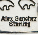 Alex Sanchez (b. 1969) - Navajo - Contemporary Kingman Turquoise and Sterling Silver Overlay Pendant with Bear, Dragonfly, and Sunface Kachina Design, 3.375" x 1.375"