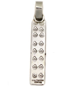 Alex Sanchez (b. 1969) - Navajo - Contemporary Kingman Turquoise and Sterling Silver Overlay Pendant with Bear, Hand, and Spiral Design, 3.25" x 0.5"
