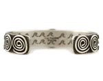 Alex Sanchez (b. 1969) - Navajo - Contemporary Kingman Turquoise and Sterling Silver Overlay Pictorial Bracelet, size 6.5
