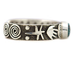 Alex Sanchez (b. 1969) - Navajo - Contemporary Kingman Turquoise and Sterling Silver Overlay Pictorial Bracelet, size 6.5