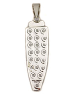 Alex Sanchez (b. 1969) - Navajo - Contemporary Coral and Sterling Silver Overlay Pendant with Dragonfly and Hand Design, 4.5" x 1.125"