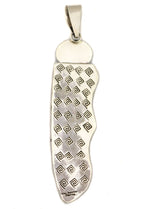 Alex Sanchez (b. 1969) - Navajo - Contemporary Kingman Turquoise and Sterling Silver Overlay Pendant with Dragonfly Design, 6" x 1.25"
