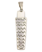 Alex Sanchez (b. 1969) - Navajo - Contemporary Kingman Turquoise and Sterling Silver Overlay Pendant with Bear, Lightning, and Spiral Design, 4.75" x 1.125"