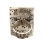 Alex Sanchez (b. 1969) - Navajo - Contemporary Sonoran Gold Turquoise and Sterling Silver Overlay Ring, size 8.5