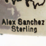 Alex Sanchez (b. 1969) - Navajo - Contemporary Sonoran Gold Turquoise and Sterling Silver Overlay Ring, size 8.5