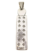 Alex Sanchez (b. 1969) - Navajo - Contemporary Kingman Turquoise and Sterling Silver Overlay Pendant with Hand and Cornstalk Design, 4.375" x 0.875"