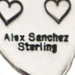 Alex Sanchez (b. 1969) - Navajo - Contemporary Kingman Turquoise and Sterling Silver Overlay Pendant with Dragonflies and Hands, 5.25" x 1"