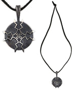 Jeff DeMent - Navajo - Contemporary Sterling Silver Tufa Cast Pendant with Lightning Design and Leather Cord, 2.5" x 1.75" pendant