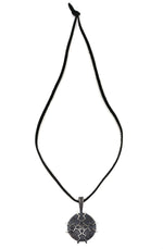Jeff DeMent - Navajo - Contemporary Sterling Silver Tufa Cast Pendant with Lightning Design and Leather Cord, 2.5" x 1.75" pendant