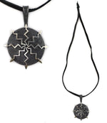 Jeff DeMent - Navajo - Contemporary Sterling Silver Tufa Cast Pendant with Lightning Design and Leather Cord, 2.5" x 1.75" pendant