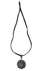 Jeff DeMent - Navajo - Contemporary Sterling Silver Tufa Cast Pendant with Lightning Design and Leather Cord, 2.5" x 1.75" pendant