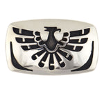 Anderson Koinva - Hopi - Contemporary Sterling Silver Overlay Eagle Belt Buckle, 1.5" x 2.5"