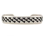 Anderson Koinva - Hopi - Contemporary Sterling Silver Overlay Bracelet with Geometric Design, size 6.5