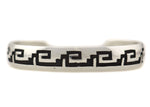 Anderson Koinva - Hopi - Contemporary Sterling Silver Overlay Bracelet with Wind and Raincloud Pictorials, size 6.5