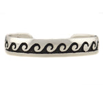 Anderson Koinva - Hopi - Contemporary Sterling Silver Overlay Bracelet with Water Pictorials, size 6.5