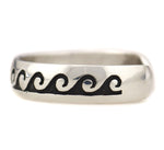Anderson Koinva - Hopi - Contemporary Sterling Silver Overlay Bracelet with Water Pictorials, size 6.5