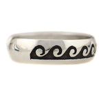 Anderson Koinva - Hopi - Contemporary Sterling Silver Overlay Bracelet with Water Pictorials, size 6.5