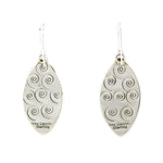 Alex Sanchez (b. 1969) - Navajo - Contemporary Sterling Silver Overlay French Hook Earrings with Hands and Spiral Design, 2.25" x 0.75"
