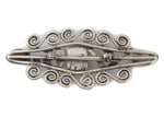 Navajo - Turquoise and Silver Pin with Arrow Pictorials and Stamped Design c. 1930s, 1.125" x 2.75"