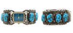 Navajo - Morenci Turquoise and Silver Watch Band c. 1970s, size 6.5