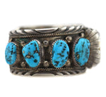Navajo - Morenci Turquoise and Silver Watch Band c. 1970s, size 6.5