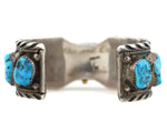Navajo - Morenci Turquoise and Silver Watch Band c. 1970s, size 6.5
