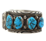 Navajo - Morenci Turquoise and Silver Watch Band c. 1970s, size 6.5