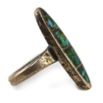Navajo - Turquoise and Silver Channel Inlay Ring c. 1960-70s, size 5.25