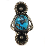 Navajo - Turquoise and Silver Ring c. 1940-50s, size 2.5