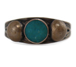 Navajo - Turquoise and Sterling Silver Ring with Stamped Design c. 1940s, size 6.75