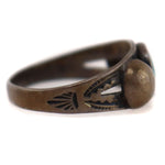 Navajo - Turquoise and Sterling Silver Ring with Stamped Design c. 1940s, size 6.75