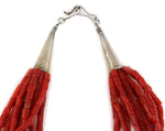 Non-Native - 10-Strand Coral Beaded Necklace with Glass Trade Beads c. 1970-80s, 26" length