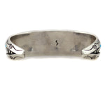 Fred Thompson (1921-2002) - Navajo - Morenci Turquoise and Silver Row Bracelet with Stamped Design c. 1950-60s, size 7