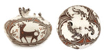 Noreen Simplicio - Zuni Polychrome Jar with Lizard Figures and Heartline Deer Pictorials c. 1990s, 2.75" x 3.375"
