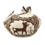 Noreen Simplicio - Zuni Polychrome Jar with Lizard Figures and Heartline Deer Pictorials c. 1990s, 2.75" x 3.375"