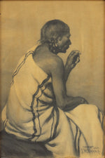 Joseph Henry Sharp (1859-1953) - Native Man Smoking (Serigraph)