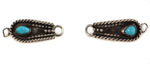 Navajo - Pair of Turquoise and Silver Watchband Tips c. 1950s, 1.375" x 0.375" (each)