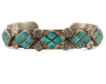Navajo - Turquoise Channel Inlay and Silver Bracelet c. 1940s, size 6.5