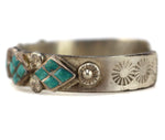Navajo - Turquoise Channel Inlay and Silver Bracelet c. 1940s, size 6.5
