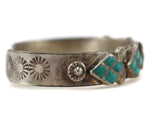 Navajo - Turquoise Channel Inlay and Silver Bracelet c. 1940s, size 6.5