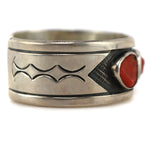 Navajo - Coral and Silver Row Bracelet c. 1950-60s, size 6.25