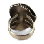 Navajo - Turquoise, Coral, and Silver Ring with Feather Design c. 1950-60s, size 9.75