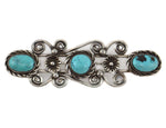 Navajo - Turquoise and Silver Pin with Floral Design c. 1930s, 0.875" x 2.875"