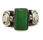 Navajo - Turquoise and Silver Thunderbird Ring c. 1940s, size 4.75