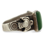 Navajo - Turquoise and Silver Thunderbird Ring c. 1940s, size 4.75