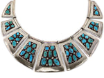 Patania Family Thunderbird Shop - Turquoise Cluster and Sterling Silver Choker Necklace c. 1950-60s, 16" length