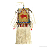 Juanita Growing Thunder - Assiniboine/Sioux Fogarty Beaded Bag with Buffalo Pictorial c. 2000s, 30" x 9" (DW90105-0723-002)
